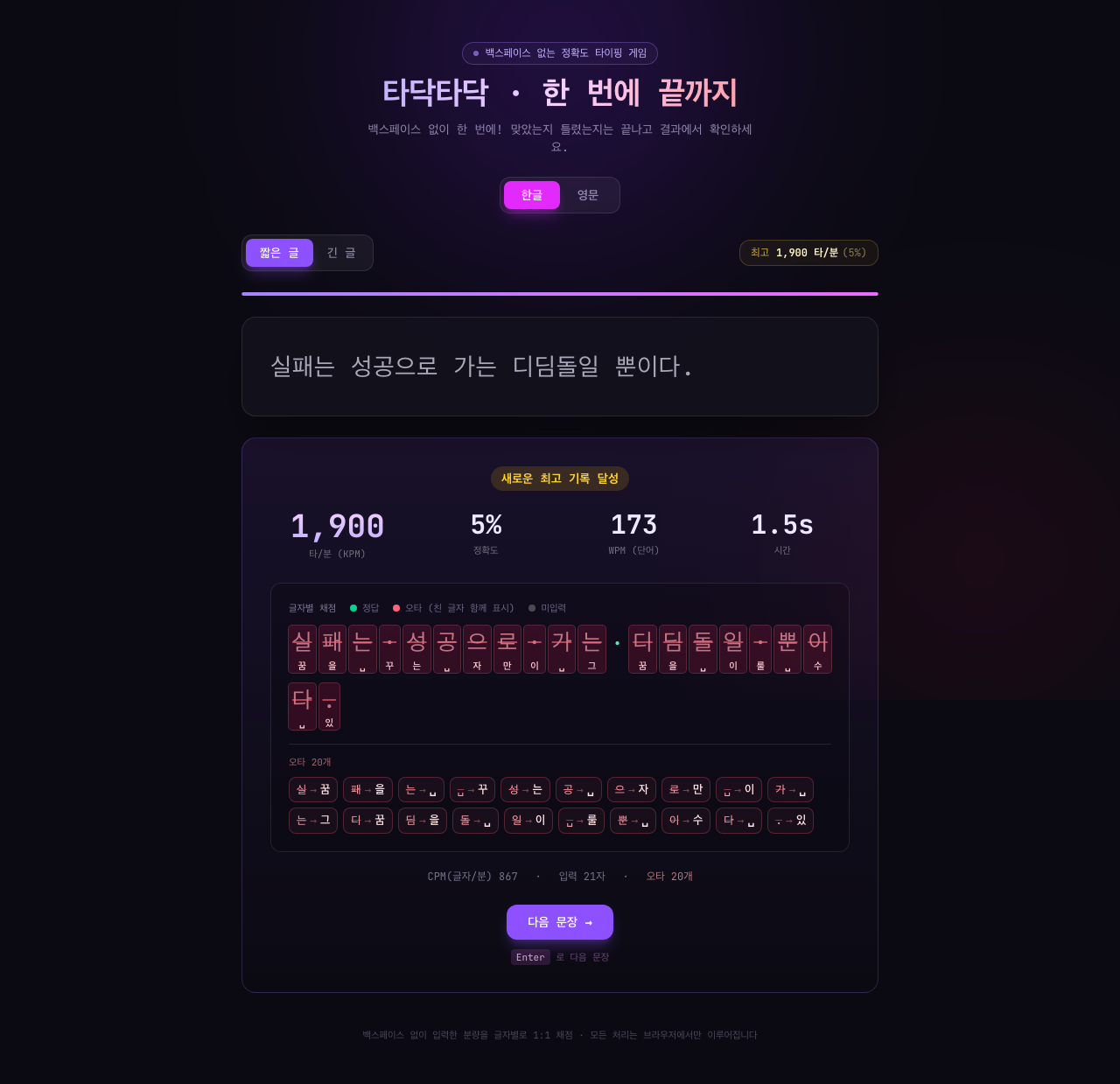 글자별 채점 결과판
